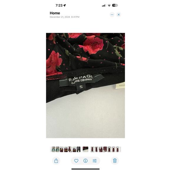 VTG Y2K Rampage Dark Floral Mesh Halter Babydoll Whimsygoth Fairy Slip Dress S - Picture 12 of 13